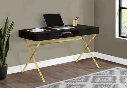Contemporary Espresso Computer Desk with Storage Drawers