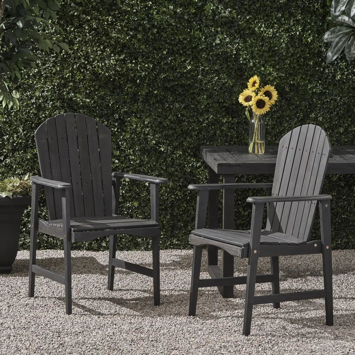 Weather Resistant Acacia Wood Adirondack Dining Chairs Set of 2 - Multiple Colors