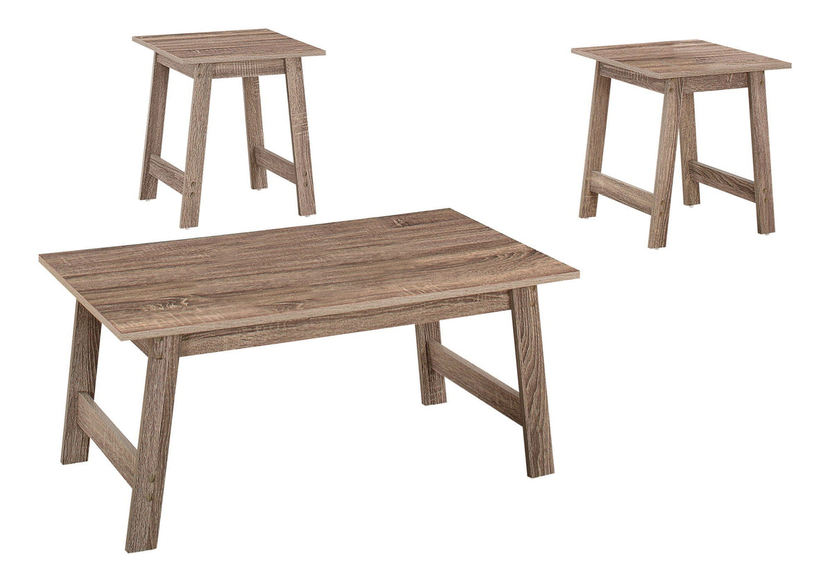 Wood Table Set of 3 with Coffee Table and End Tables - Multiple Colors