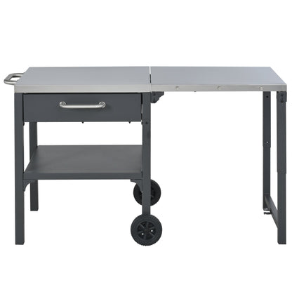 Outdoor Kitchen Cart Foldable Prep Station with Storage - Gray