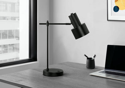 Modern Black Table Lamp with USB Port - Black
