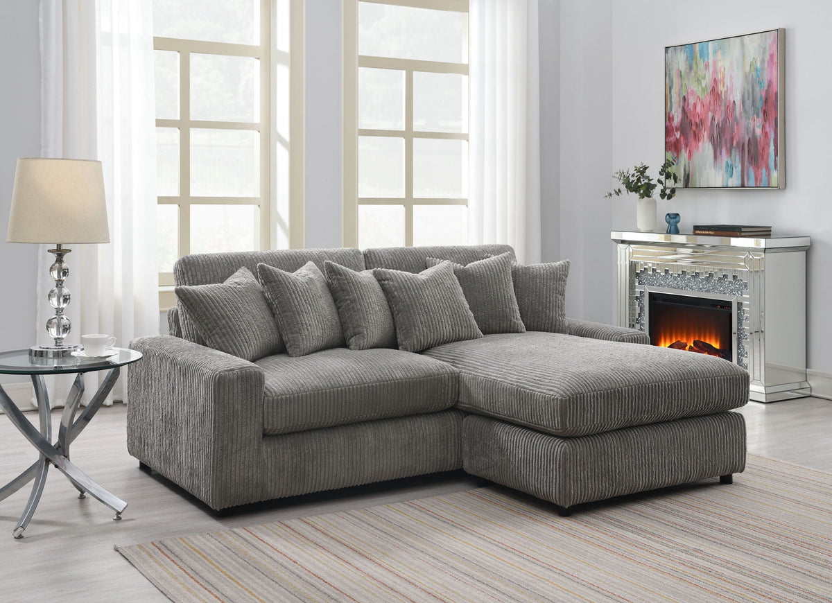 Tavia Reversible Sectional Sofa with 6 Pillows - Gray