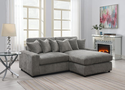 Tavia Reversible Sectional Sofa with 6 Pillows - Gray