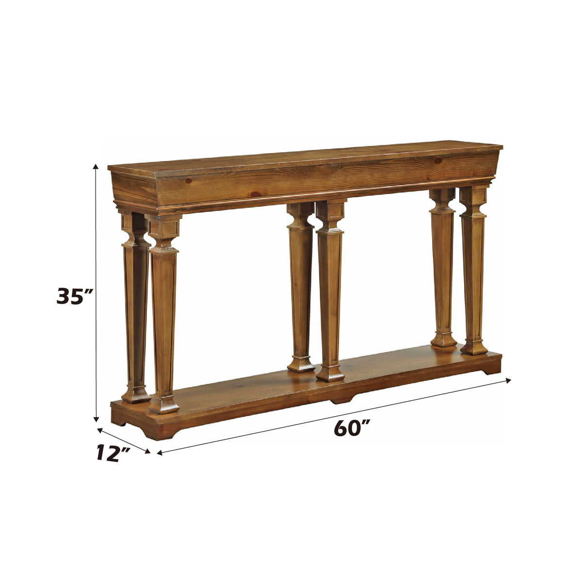 Garrison Wooden Console Table with Base Shelf - Light Brown