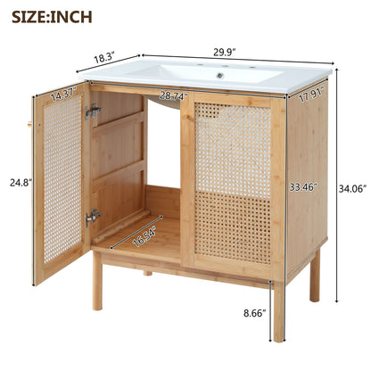 Bathroom Vanity Cabinet with Soft-Close Doors - Dark Brown or Light Brown