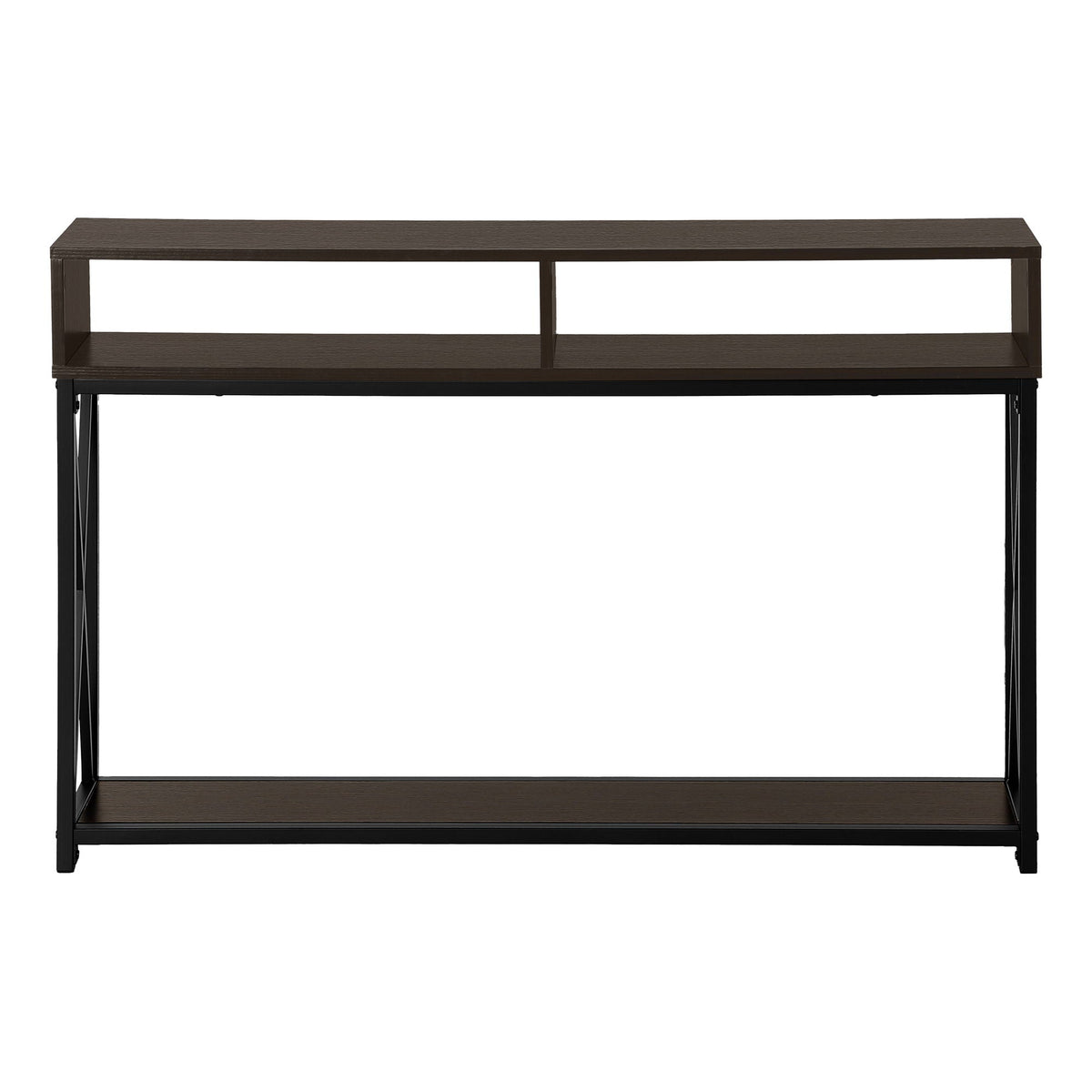 Contemporary Console Table with Metal X-Frame - Light Brown, Dark Brown, Dark Gray