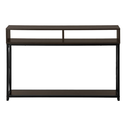 Contemporary Console Table with Metal X-Frame - Light Brown, Dark Brown, Dark Gray