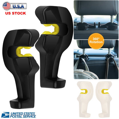 2Pcs Car Seat Headrest Hanger Car Headrest Hanging Hook For Bag Purse Cloth Grocery Organizer