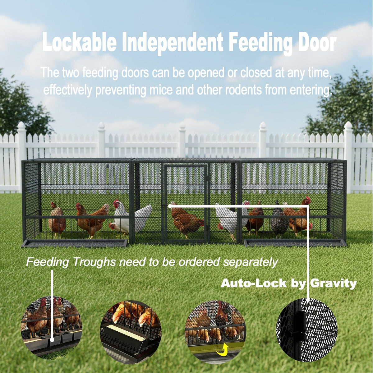 83" Thickened Galvanized Chicken Coop with Mesh Sides - Silver
