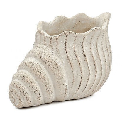 Sand and Cement Nautilus Shell Planter with Textured Finish - Beige Multi