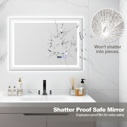 Defogging LED Bathroom Mirror with Memory Function and Anti-Fog