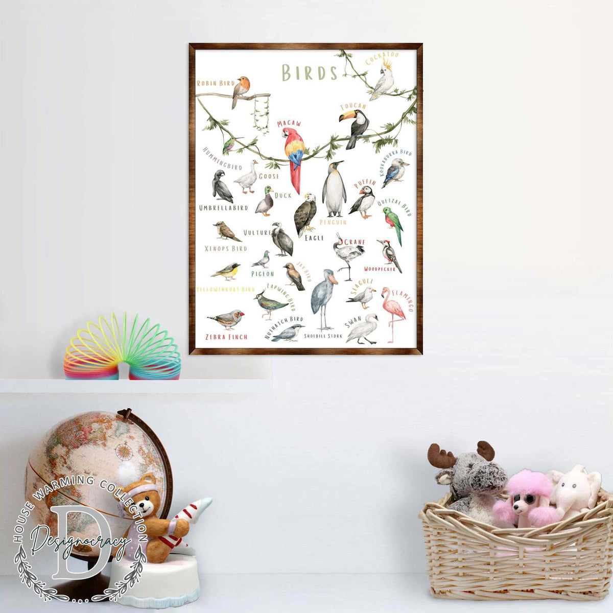 Nature Birds Wooden Wall Decor |Kids room décor| First day of school gift | ABC 123 Kids | Homeschool I Educational Poster | Art for kids | Alphabet | Classroom Décor - 310214