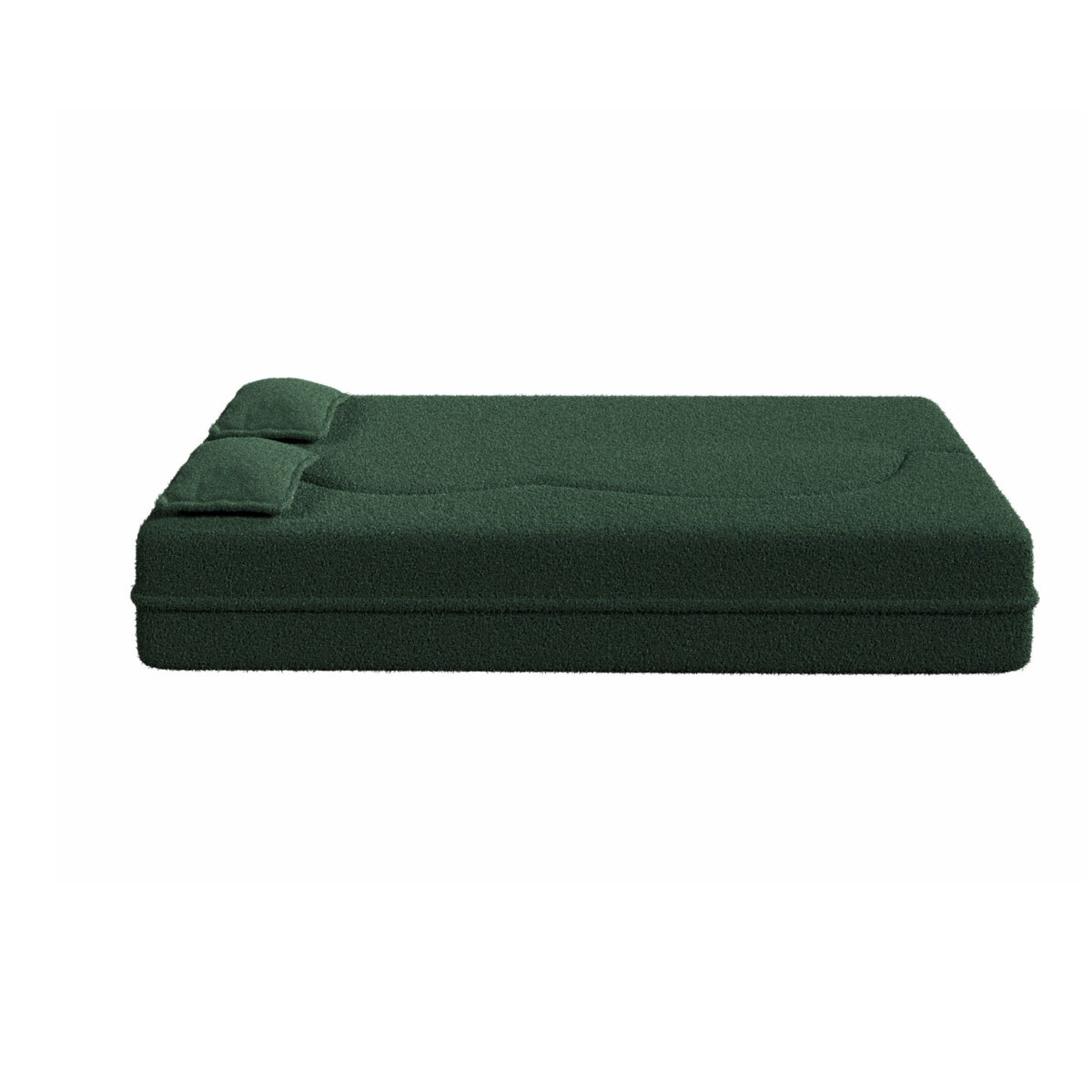 Modern Floor Futon Sofa Bed with Teddy Fabric and Two Pillows - Multiple Colors