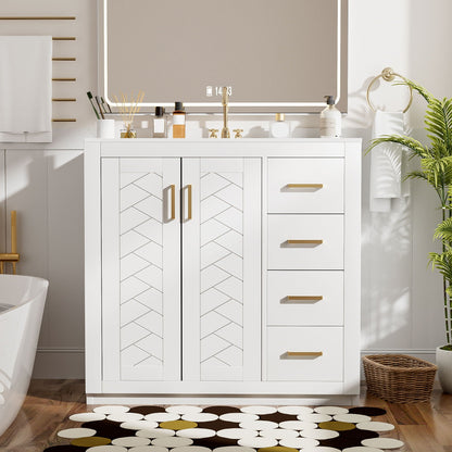 Bathroom Vanity With Sink Combo, Storage Cabinet, Freestanding Set