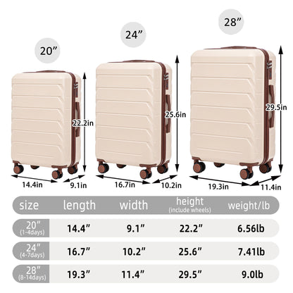 3-Piece ABS Spinner Wheel Luggage Set