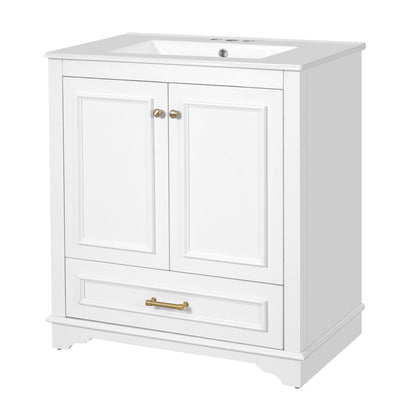 Bathroom Vanity with Sink and Adjustable Shelf - White, Green, Black