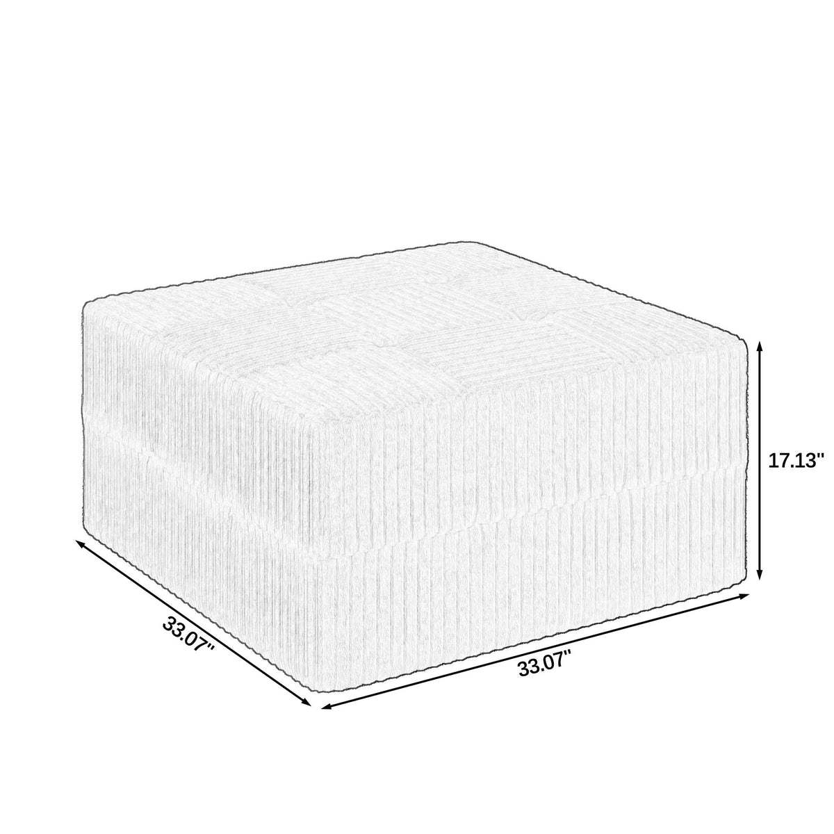 Modern Minimalist Ottoman Sofa Sleeper with Fabric Upholstery - Dark Gray or Black