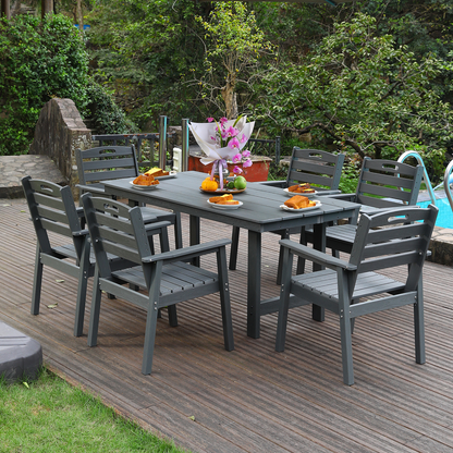 HDPE Outdoor Patio Dining Set with Table and Six Chairs