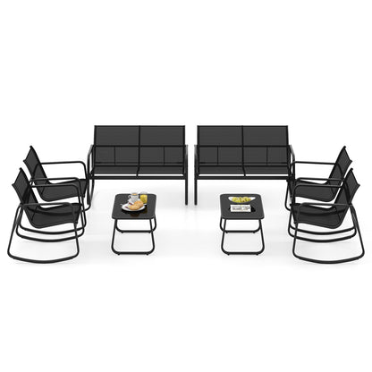 4 Piece Patio Rocking Set with Glass-Top Table