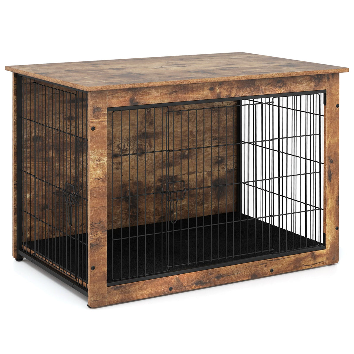Dog Crate Furniture with Cushion and Double Doors for Small/Medium Dogs-37 Inches