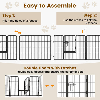 16 Panel 24/32/40 Inches Height Dog Playpen with Lock and Large Door-24 inches