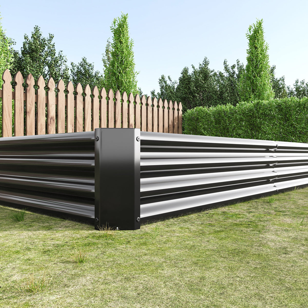 Raised Garden Bed Kit with Anti-Rust Coating - Black