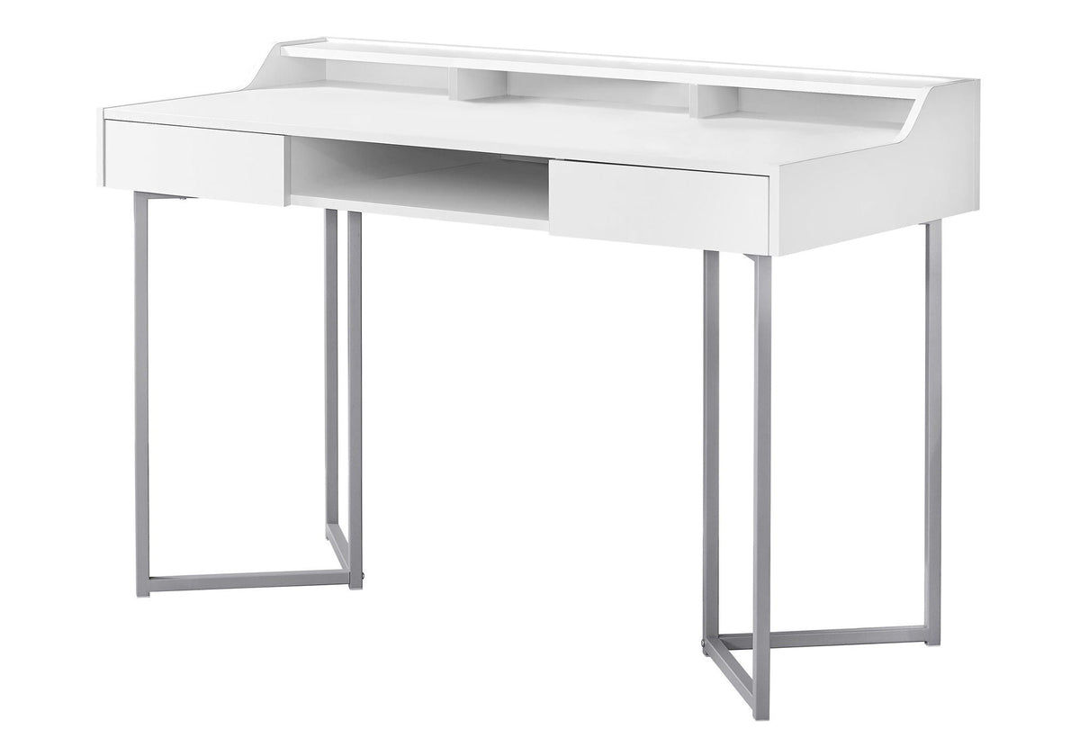 Modern Computer Desk with Ample Storage - White or Dark Brown