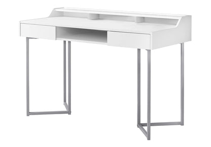 Modern Computer Desk with Ample Storage - White or Dark Brown