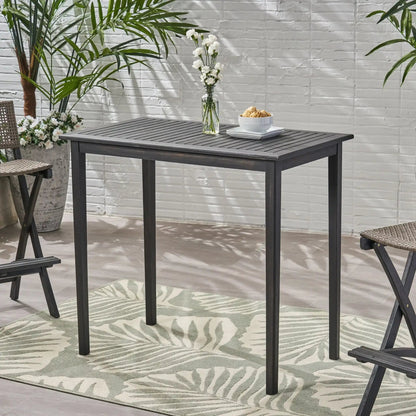 Minimalist Acacia Wood Outdoor Bar Table with Rectangular Design - Light Brown or Dark Gray