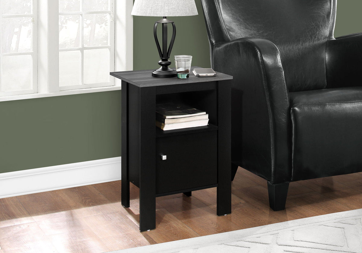 Wood Accent Nightstand with Storage - Transitional Style