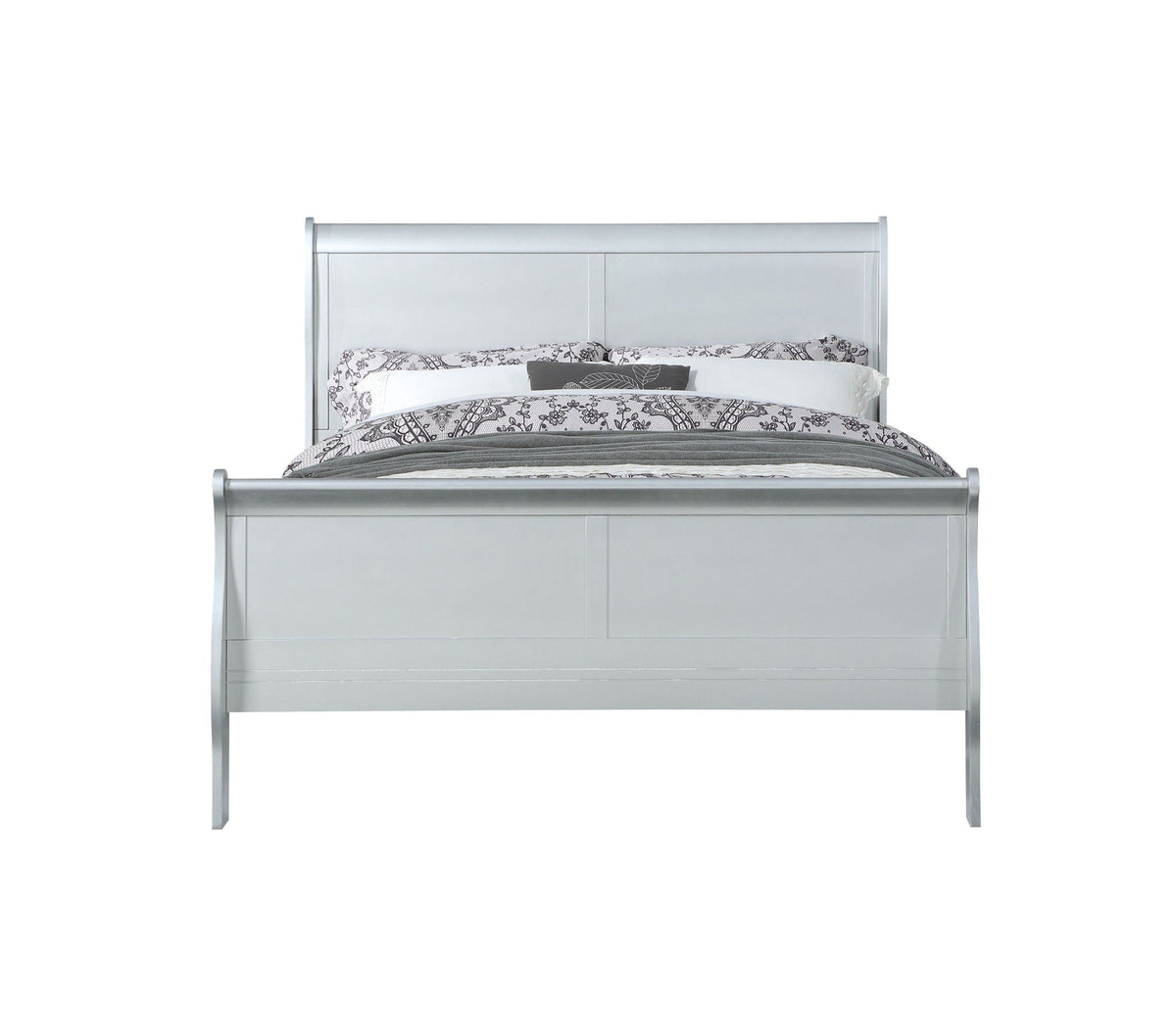 Louis Philippe Sleigh Style Bed with Classic Wood Construction - Multiple Colors