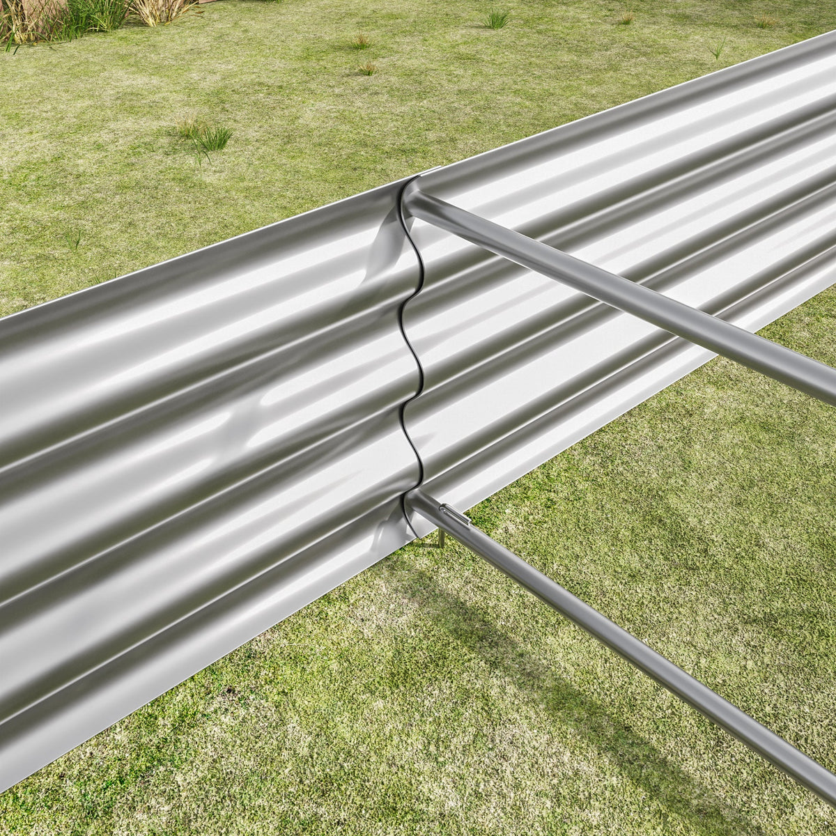 Metal Raised Garden Bed Kit with Anti-Rust Coating - Silver