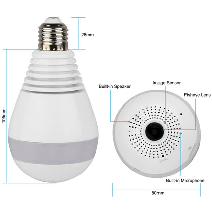 WiFi Light Bulb Camera 960P Security Camera 360¡ Fisheye Lens Panoramic Motion Detection IR Night Vision