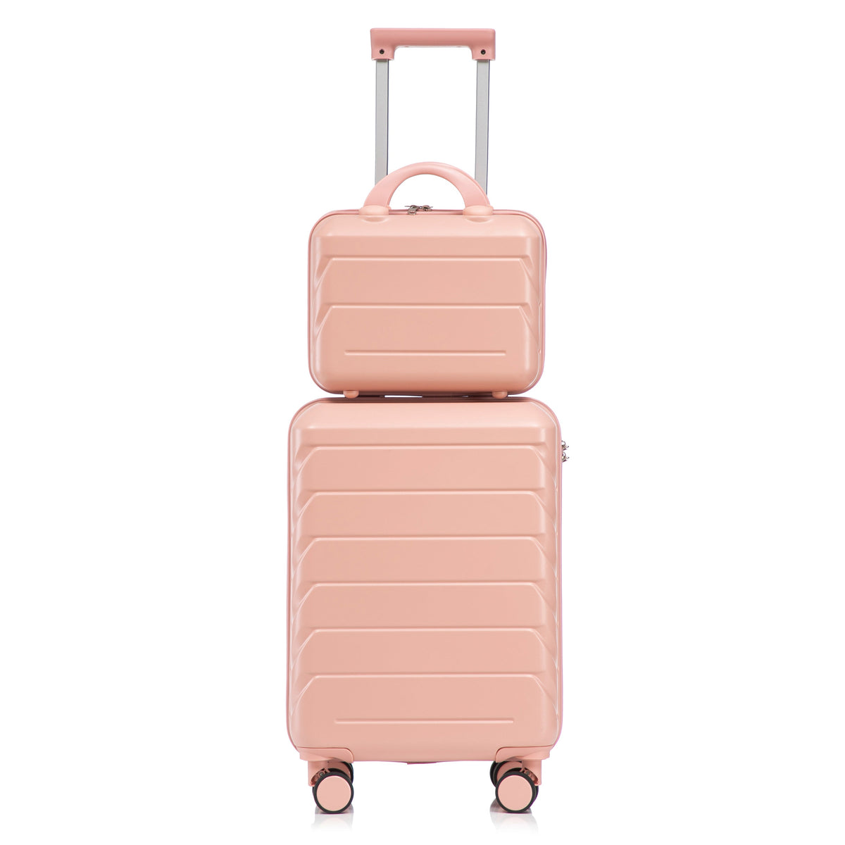 ABS 2-Piece Luggage Set with Spinner Wheels and Combination Lock - Pink