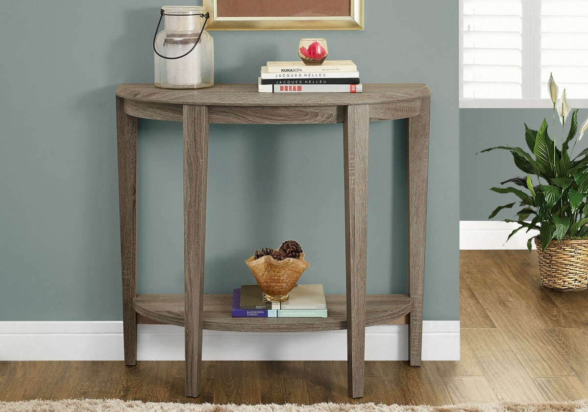 Space-Saving Wood Console Table with Two-Tier Design - Light Brown or White