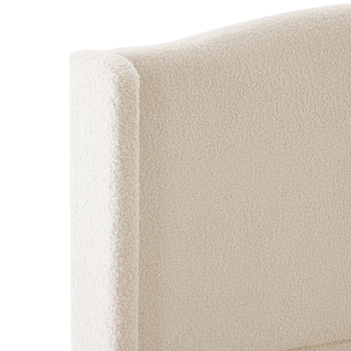 King Size Bed Frame with Upholstered Teddy Velvet Headboard - White