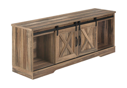 Transitional TV Stand Console with Barn Doors - Light Brown, Dark Gray, or Pearl Silver