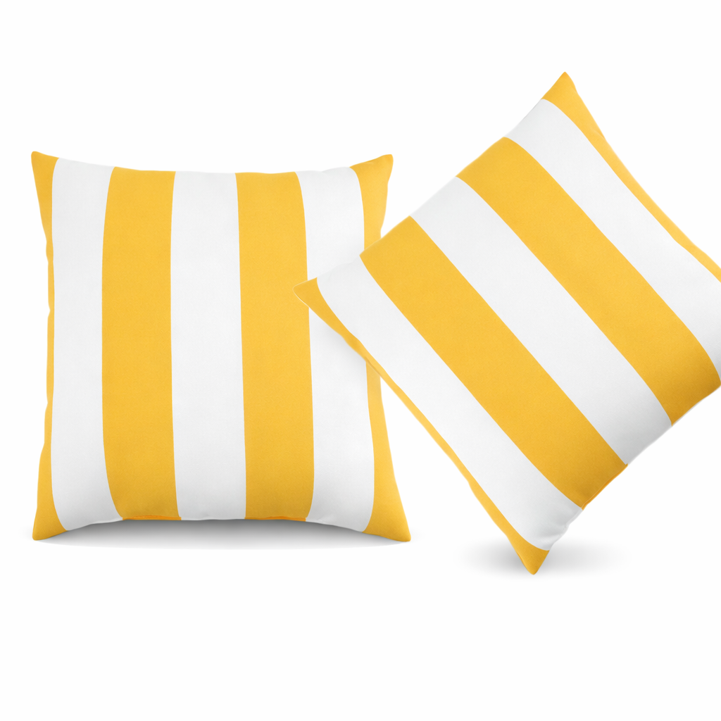 Waterproof & Fade-Resistant Outdoor Throw Pillows Set - Yellow & White