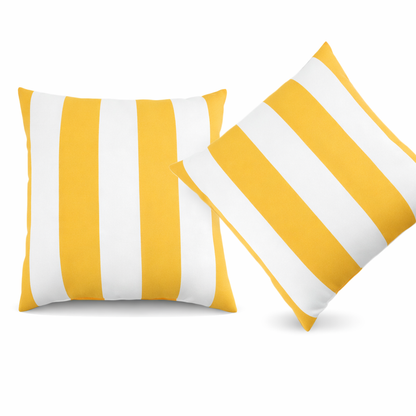 Waterproof & Fade-Resistant Outdoor Throw Pillows Set - Yellow & White