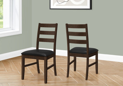 Transitional Upholstered Dining Chair Set of 2 with Solid Wood Legs - Black