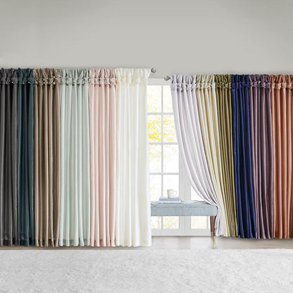 White Twist Tab Lined Window Curtain Panel with Privacy Lining - 50" x 84"