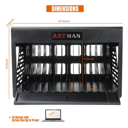 16 Bay Charging Cabinet with Locking Storage - White or Black