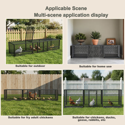 83" Thickened Galvanized Chicken Coop with Mesh Sides - Silver
