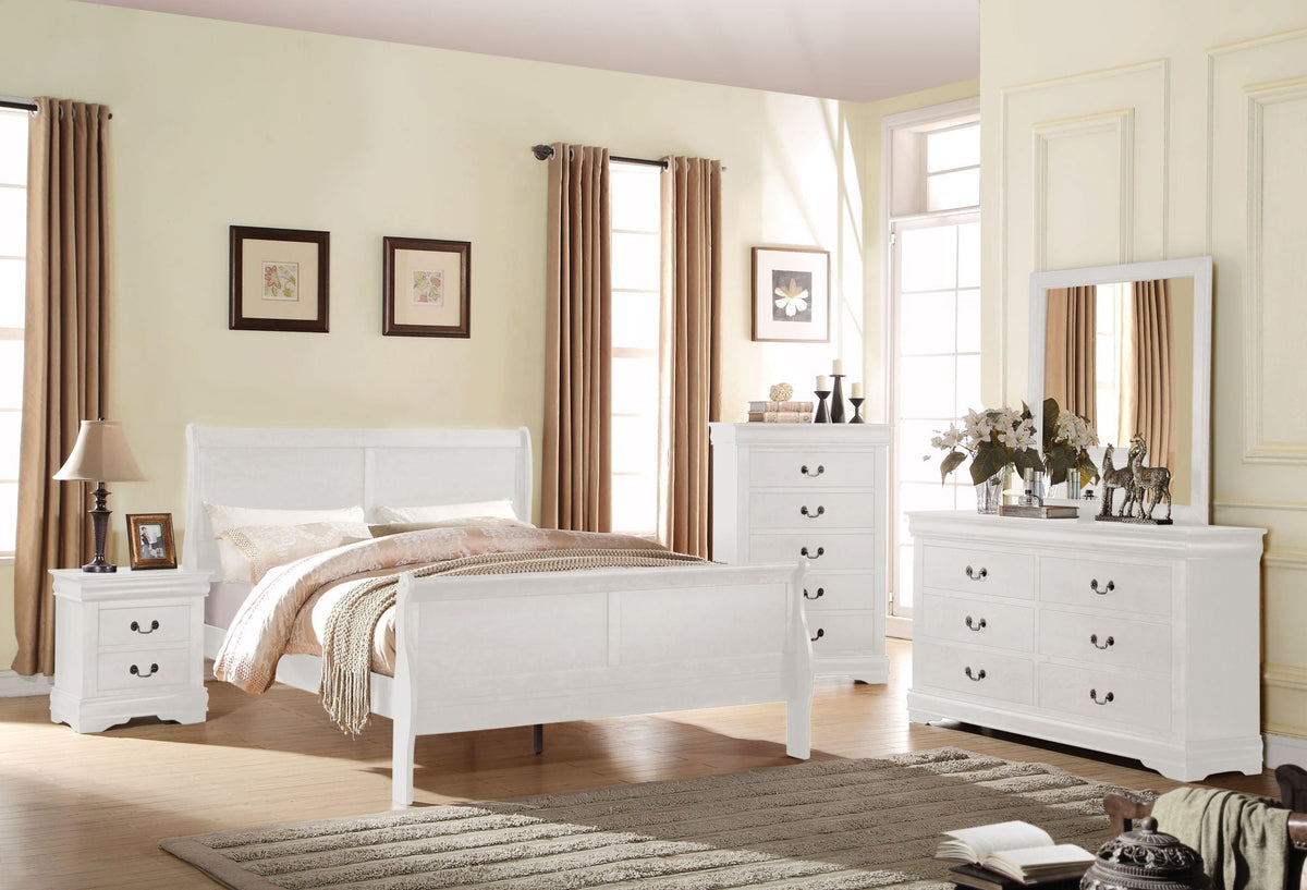 Louis Philippe Sleigh Style Bed with Classic Wood Construction - Multiple Colors