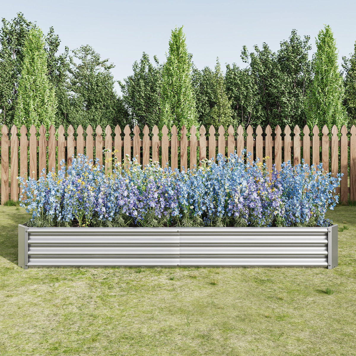 Metal Raised Garden Bed Kit with Anti-Rust Coating - Silver