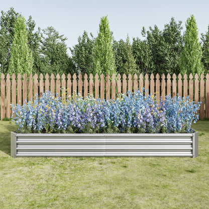 Metal Raised Garden Bed Kit with Anti-Rust Coating - Silver