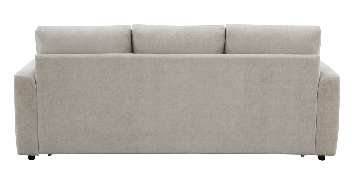 Leira Beige Linen Pull Out Sleeper Sofa with Plush Cushions - Beige