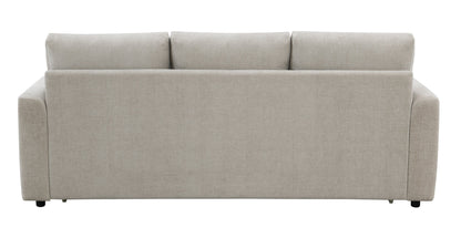 Leira Beige Linen Pull Out Sleeper Sofa with Plush Cushions - Beige