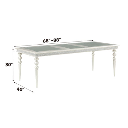 Silver Maverick Dining Table with Wood Top and Mirrored Inserts