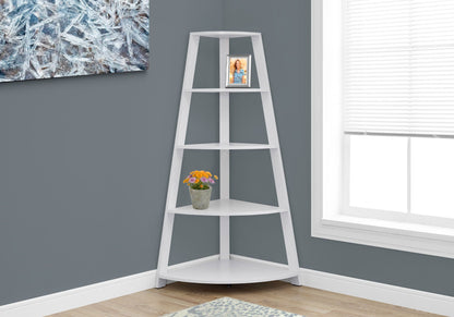 4-Tier Corner Bookshelf with 4 Fixed Shelves - White or Light Brown